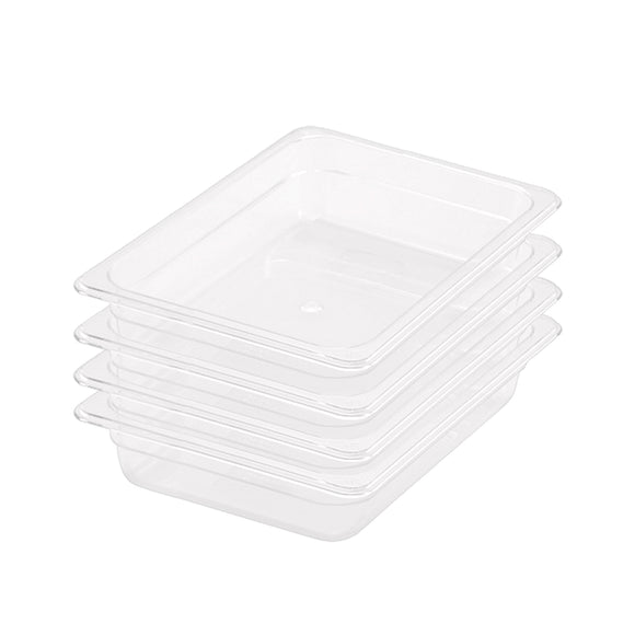 NNEAGS 65mm Clear Gastronorm GN Pan 1/2 Food Tray Storage Bundle of 4