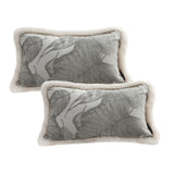 NNEAGS 2X 35cm Wabi-sabi Rectangular Raised Embroidery Leaf & Lumbar Throw Pillow