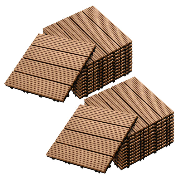 NNEAGS 2X 11 pcs Coffee DIY Wooden Composite Decking Tiles Garden Outdoor Backyard Flooring Home Decor