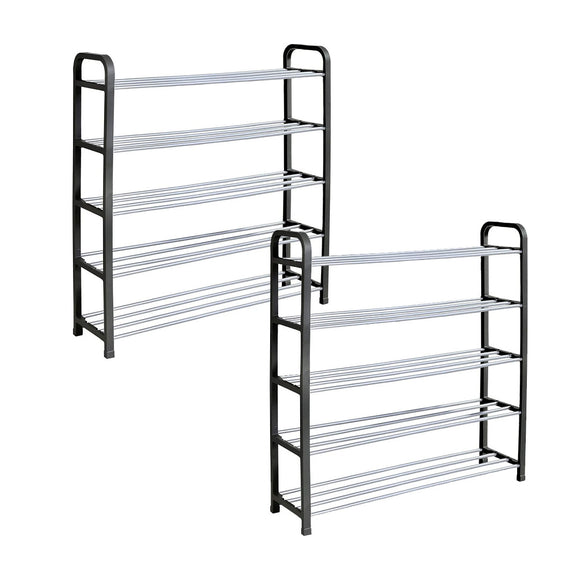NNEAGS 2X 71x21cm 5 Layer Shoes and Slippers Organizer Rack Space Saving Shoe Storage Solution for Home Office