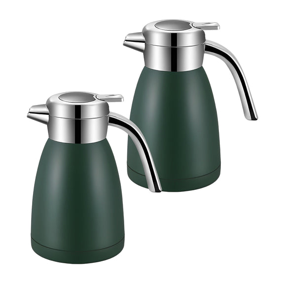 NNEAGS 2X 2.2L Stainless Steel Kettle Insulated Vacuum Flask Water Coffee Jug Thermal Green