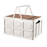 NNEAGS 52.5cm 55L White Car & Camping Foldable Storage Box Crate Stackable Container with Handle
