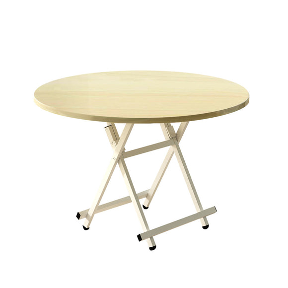 NNEAGS Maple Grain Dining Table Portable Round Surface Space Saving Folding Desk Home Decor