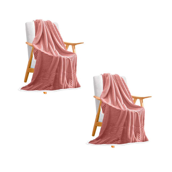 NNEAGS 2X Throw Blanket Warm Cozy Double Sided Thick Flannel Coverlet Fleece Bed Sofa Comforter Pink