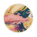 NNEAGS 120cm Round Tassels Carpet Sky Landscape Clouds Boho Circle Area Rugs, Home Decor