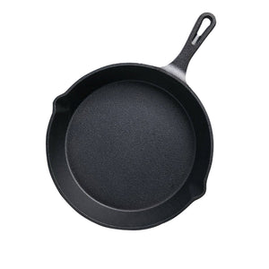 NNEAGS 26cm Round Cast Iron Frying Pan Skillet Steak Sizzle Platter with Handle