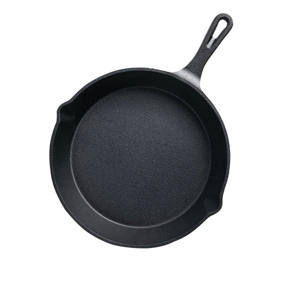 NNEAGS 26cm Round Cast Iron Frying Pan Skillet Steak Sizzle Platter with Handle