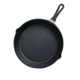 NNEAGS 26cm Round Cast Iron Frying Pan Skillet Steak Sizzle Platter with Handle