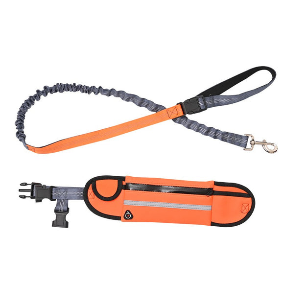 NNEAGS Orange Adjustable Hands-Free Pet Leash Bag Dog Lead Walking Running Jogging Pet Essentials