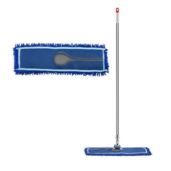 NNEAGS 100cm Blue Microfiber Flat Mop Floor Cleaning Pads Rotating Dust Remover