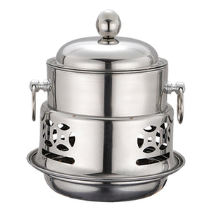 NNEAGS Stainless Steel Mini Asian Buffet Hot Pot Single Person Shabu Alcohol Stove Burner with Lid