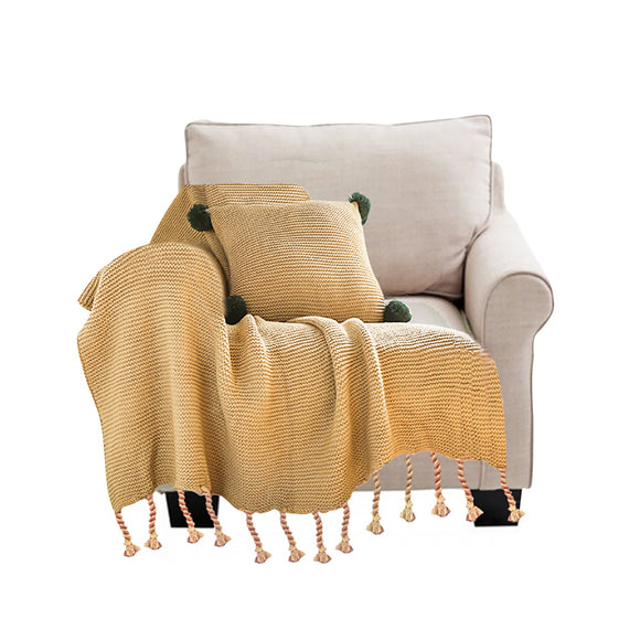 NNEAGS Coffee Tassel Fringe Knitting Blanket Warm Cozy Woven Cover Couch Bed Sofa Home Decor