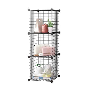 NNEAGS Black Portable 3 Tier Cube Storage Organiser Foldable DIY Modular Grid Space Saving Shelf