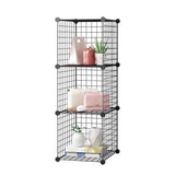 NNEAGS Black Portable 3 Tier Cube Storage Organiser Foldable DIY Modular Grid Space Saving Shelf