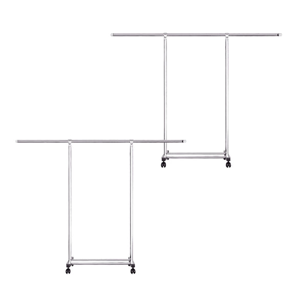 NNEAGS 2X 200cm Stainless Steel Floor-Standing Clothes Rack - Durable and Space-Saving Laundry Organizer