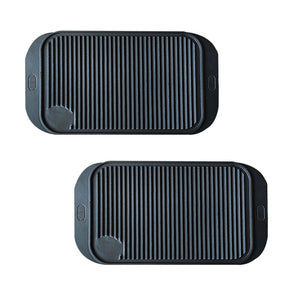 NNEAGS 2X 47cm Cast Iron Ridged Griddle Hot Plate Grill Pan BBQ Stovetop