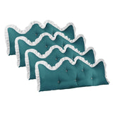 NNEAGS 4X 150cm Blue-Green Princess Bed Pillow Headboard Backrest Bedside Tatami Sofa Cushion with Ruffle Lace Home Decor