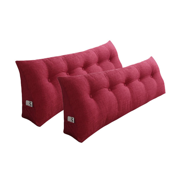 NNEAGS 2X 180cm Rose Red Triangular Wedge Bed Pillow Headboard Backrest Bedside Tatami Cushion Home Decor