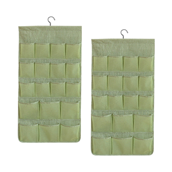 NNEAGS 2X Green Double Sided Hanging Storage Bag Underwear Bra Socks Mesh Pocket Hanger Home Organiser