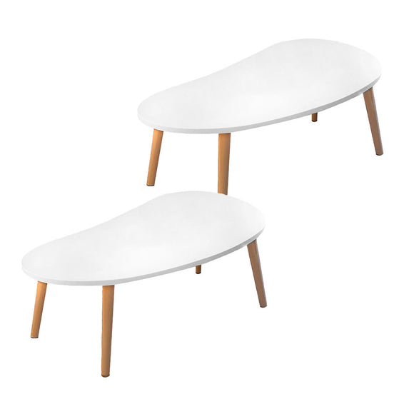 NNEAGS 2X 80x40cm White Living Room Nordic  Coffee Table Simple Modern Home Style