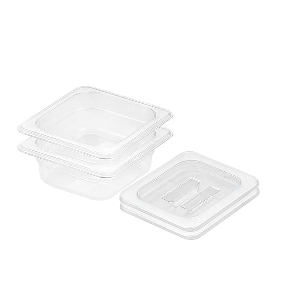 NNEAGS 65mm Clear Gastronorm GN Pan 1/6 Food Tray Storage Bundle of 2 with Lid