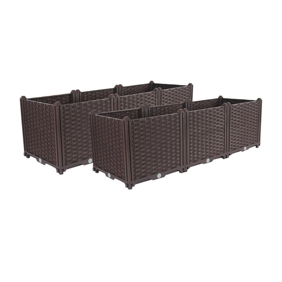 NNEAGS 2X 120cm Raised Planter Box Vegetable Herb Flower Outdoor Plastic Plants Garden Bed Deepen