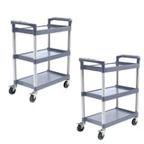 NNEAGS 2X 3 Tier Food Trolley Portable Kitchen Cart Multifunctional Big Utility Service with wheels 830x420x950mm Gray