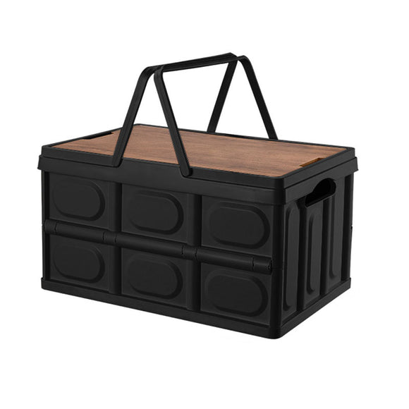 NNEAGS 34.5 cm 18L Black Car & Camping Foldable Storage Box Crate Stackable Container with Handle
