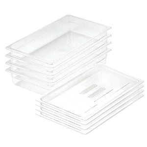 NNEAGS 100mm Clear Gastronorm GN Pan 1/1 Food Tray Storage Bundle of 4 with Lid