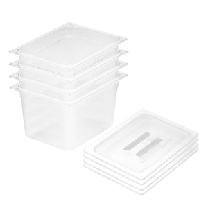NNEAGS 200mm Clear Gastronorm GN Pan 1/2 Food Tray Storage Bundle of 4 with Lid