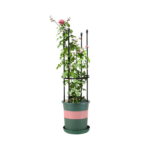 NNEAGS 73cm 4-Bar Plant Frame Stand Trellis Vegetable Flower Herbs Outdoor Vine Support Garden Rack with Rings