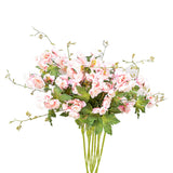NNEAGS 8 Bunch Artificial Silk Hibiscus 3 Heads Flower Fake Bridal Bouquet Table Decor Pink