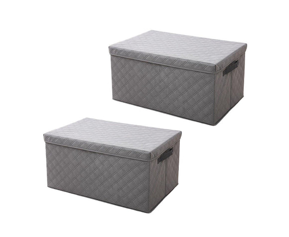 NNEAGS 2X Large Grey Non-Woven Diamond Quilt Grid Fabric Storage / Organizer Box