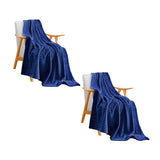 NNEAGS 2X Blue Throw Blanket Warm Cozy Striped Pattern Thin Flannel Coverlet Fleece Bed Sofa Comforter