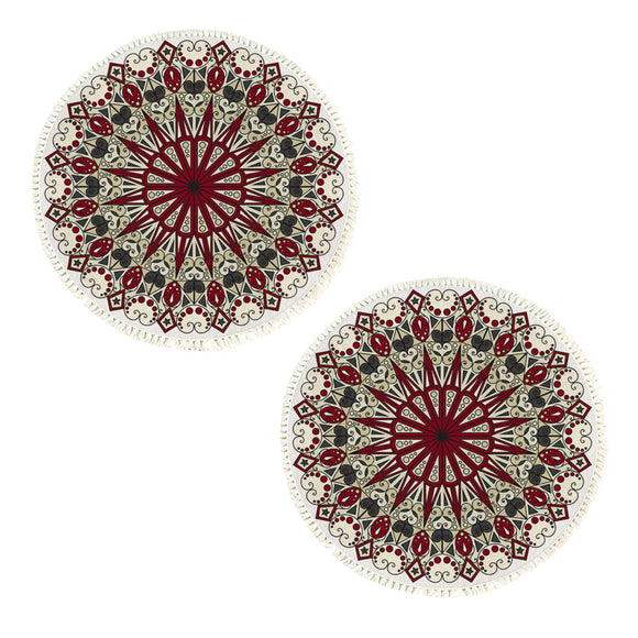 NNEAGS 2X 120cm Mandala Modern Ethnic Tassel Print Anti-slip Doormat, Home Decor