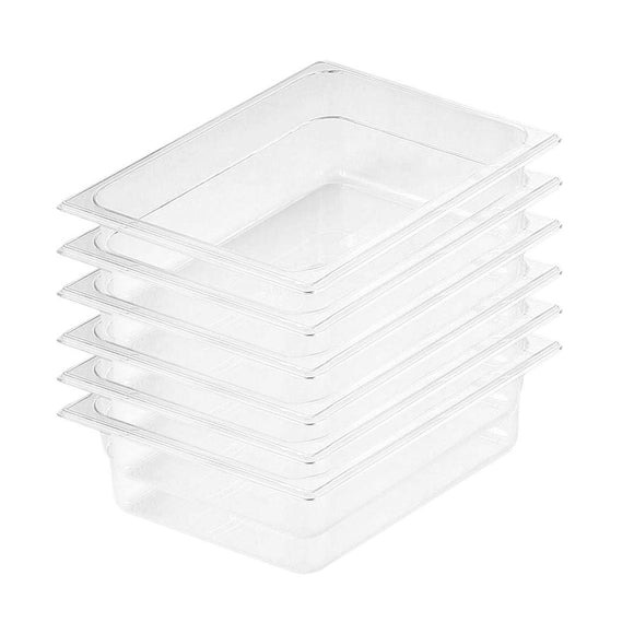NNEAGS 100mm Clear Gastronorm GN Pan 1/2 Food Tray Storage Bundle of 6