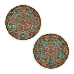 NNEAGS 2X 90cm Mandala Round Area Thick Anti-slip Doormat, Home Decor