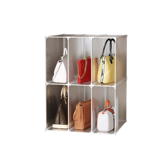 NNEAGS 3 Tier Multifunctional PP Plastic Bag Box Portable Cubby DIY Storage Shelves Stackable Handbag Purse Organiser