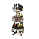 NNEAGS 3 Tier Steel White Round Rotating Multi-Function Kitchen Portable Storage Spice Seasoning Kitchen Countertop Organiser Shelf