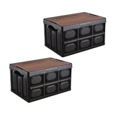 NNEAGS 2X 42x28.5cm 30L Black Car & Camping Foldable Storage Box Crate Stackable Container No Handle