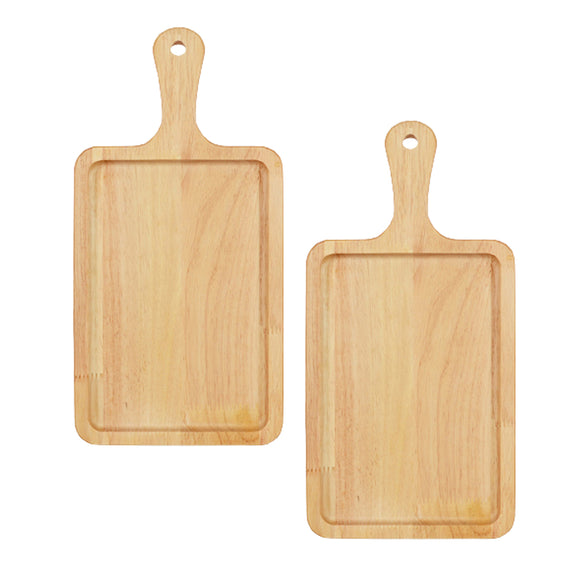 NNEAGS 2X 30cm Rectangle Premium Wooden Oak Food Serving Tray Charcuterie Board Paddle Home Decor