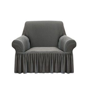 NNEAGS 1-Seater Grey Sofa Cover with Ruffled Skirt Couch Protector High Stretch Lounge Slipcover Home Decor