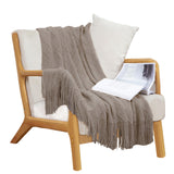 NNEAGS Coffee Diamond Pattern Knitted Throw Blanket Warm Cozy Woven Cover Couch Bed Sofa Home Decor with Tassels