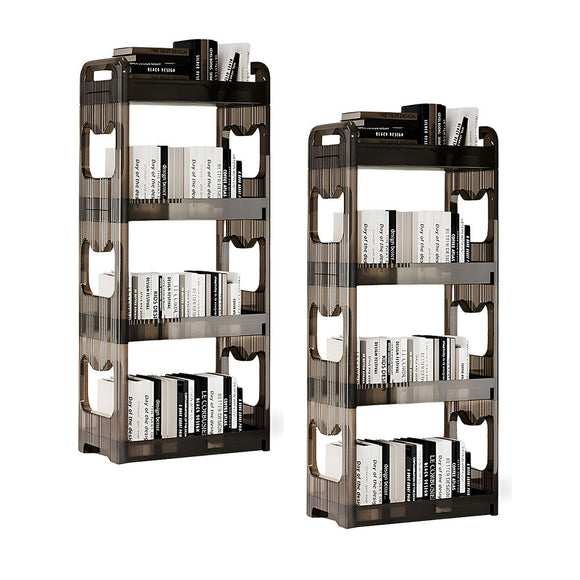 NNEAGS 2X 38x24cm Black 3 Tier Bookshelf & Cosmetic Storage Organizer Trolley Rack