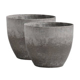 NNEAGS 2X 32cm Rock Grey Round Resin Plant Flower Pot in Cement Pattern Planter Cachepot for Indoor Home Office