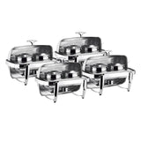 NNEAGS 4X 6.5L Stainless Steel Double Soup Tureen Bowl Station Roll Top Buffet Chafing Dish Catering Chafer Food Warmer Server