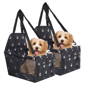 NNEAGS 2X Waterproof Pet Booster Car Seat Breathable Mesh Safety Travel Portable Dog Carrier Bag Black