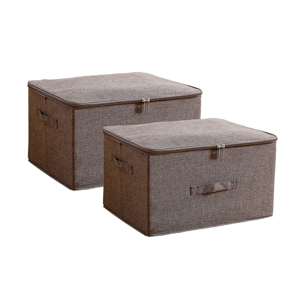 NNEAGS 2X Coffee Large Portable Double Zipper Storage Box Moisture Proof Clothes Basket Foldable Home Organiser
