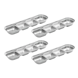 NNEAGS 26cm Silver Sauce Pan with four Compartments Divided Sauce Dish Kitchen Essential