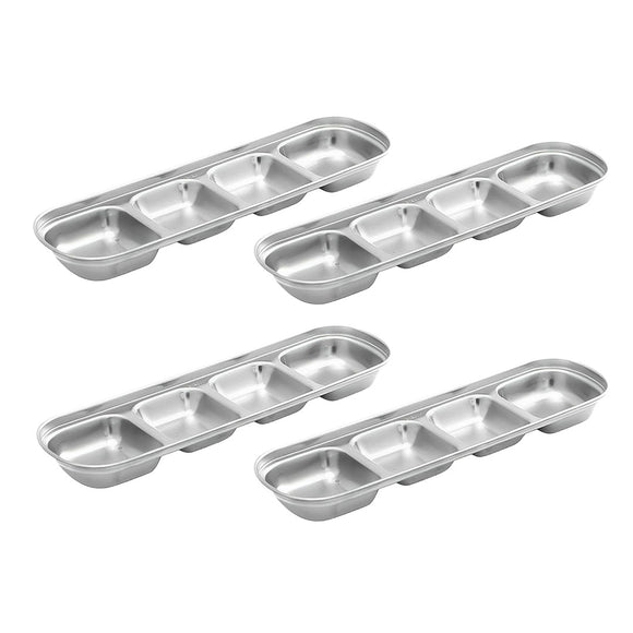 NNEAGS 26cm Silver Sauce Pan with four Compartments Divided Sauce Dish Kitchen Essential